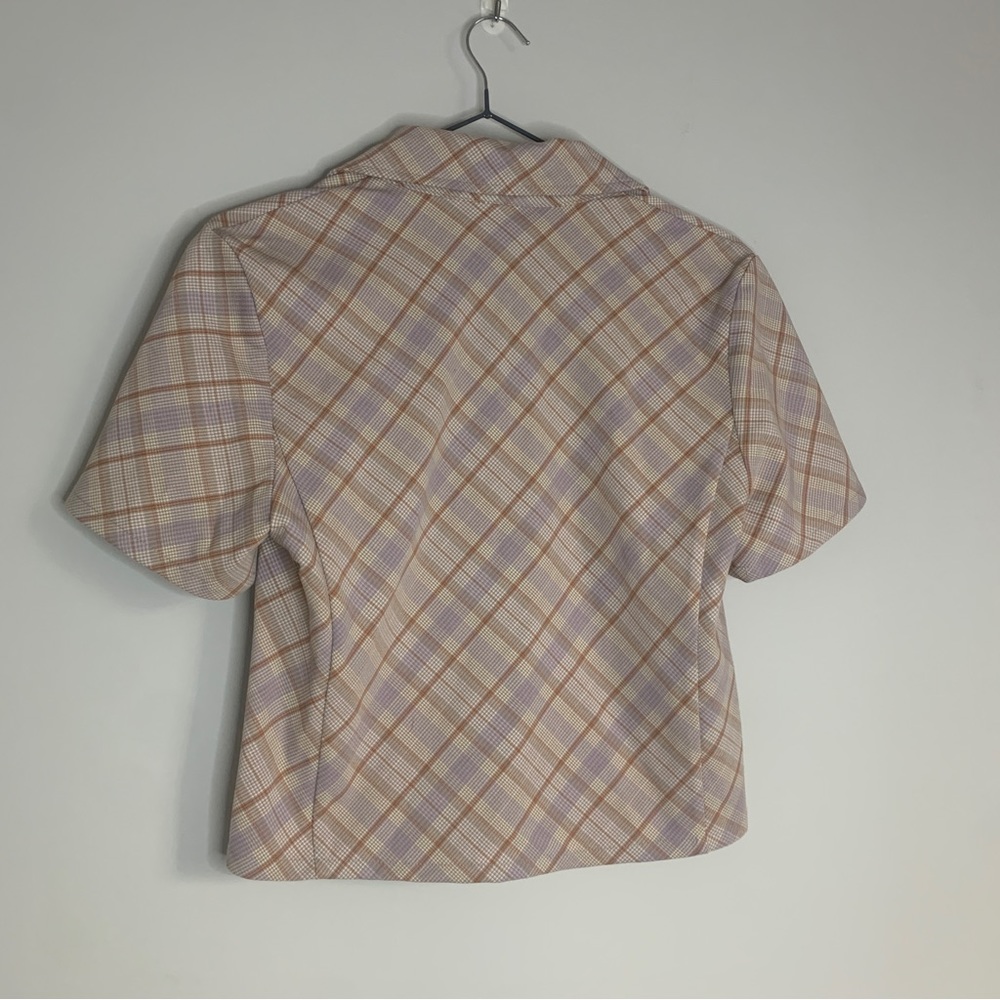 Aritzia Plaid Blouse in Purple and Tan - Picture 5 of 7